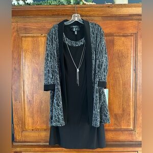 R & M Collection 2 Piece Black & Silver Dress